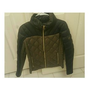 Dark Blue and Grey Michael Kors Bomber Jacket